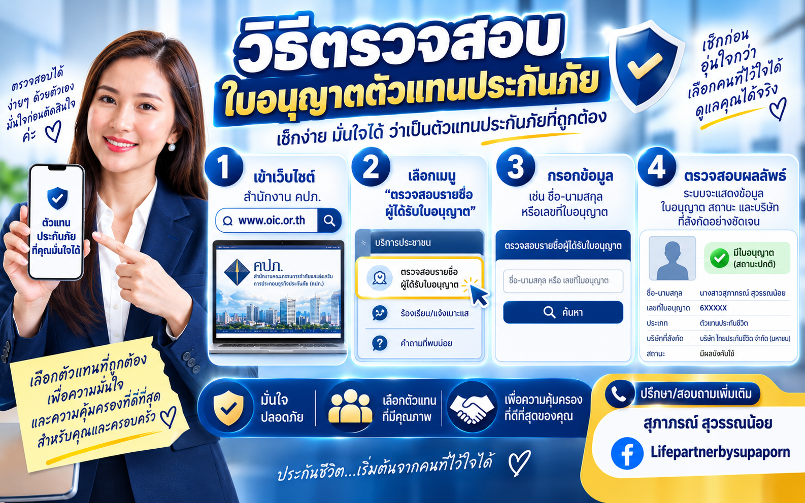 วิธีตรวจสอบใบอนุญาตตัวแทนประกันภัย ตรวจสอบได้ง่ายผ่าน คปภ.